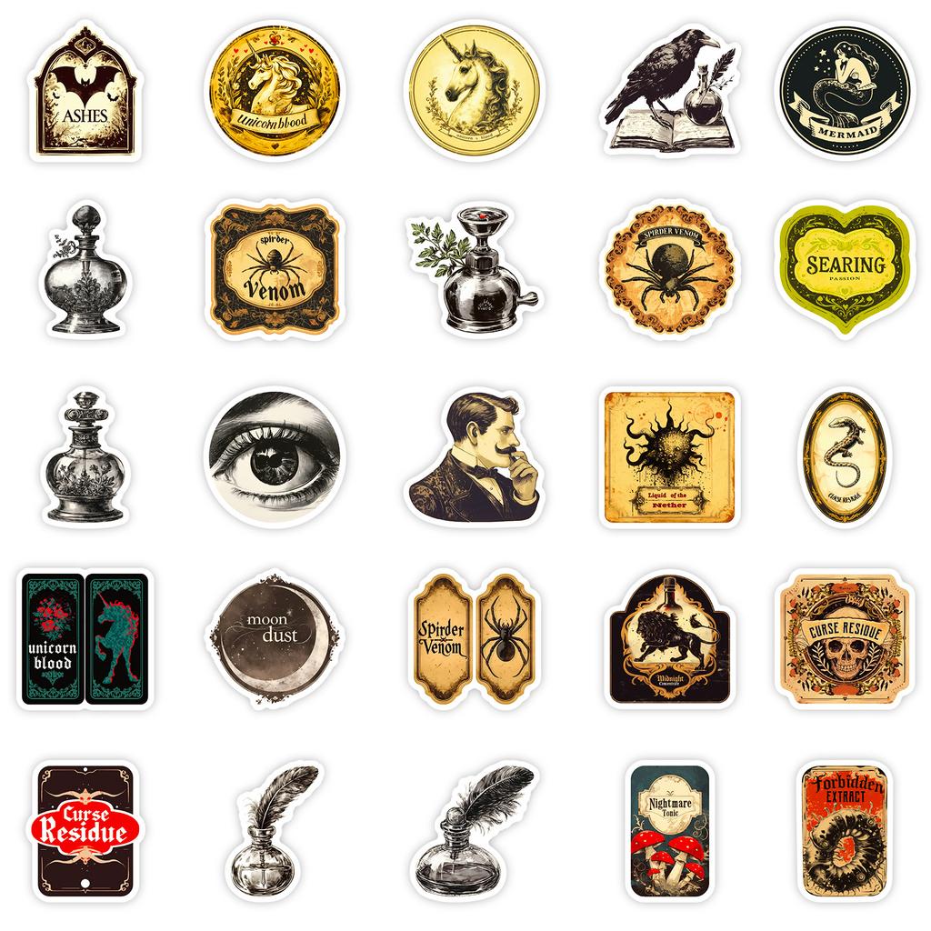 50 Pharmacist Graffiti Stickers Gothic Skull Spider Crow Mash And Match Vintage Personality Stickers