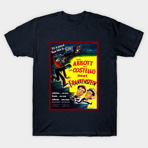 Men Black Print T-shirt Abbott & Costello Meet Frankenstein No-Cut Transfer Paper Print Cotton Tshirt 4XL тёмно-синий