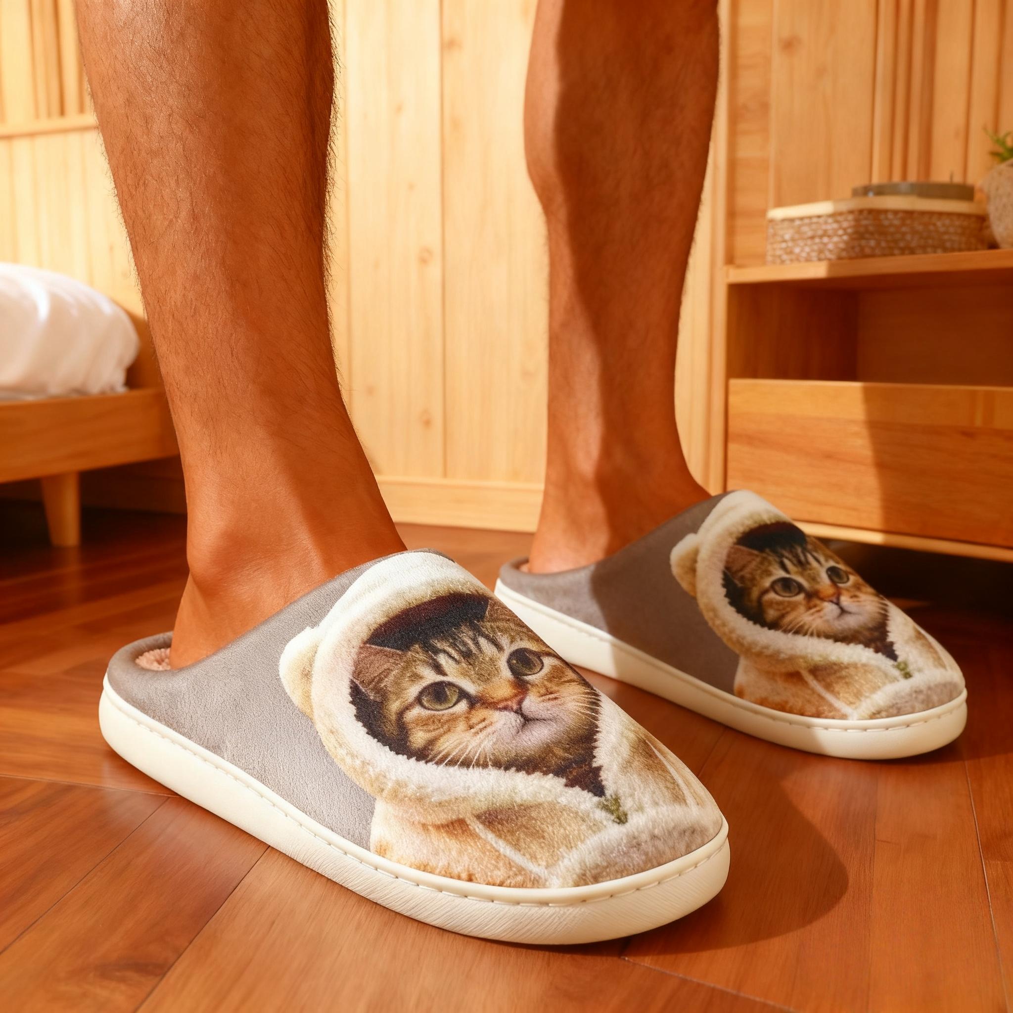 

Женские мультяшные тапочки с кошкой, милые домашние теплые и нескользящие тапочки 44-45 серый