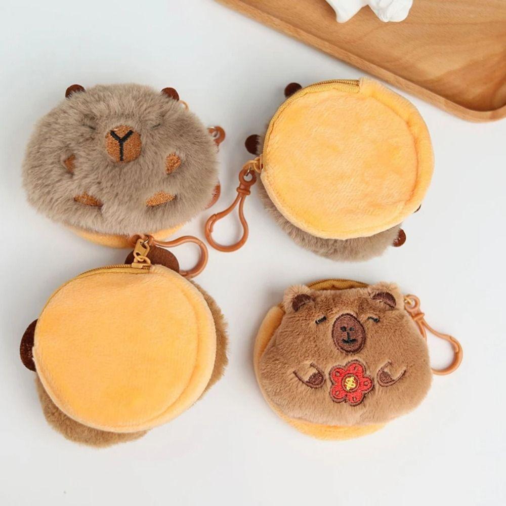 New Creative Capybara Anime Plush Coin Purse Kawaii Cartoon Bags Pendant Round Funny Lovely Headphone Bag