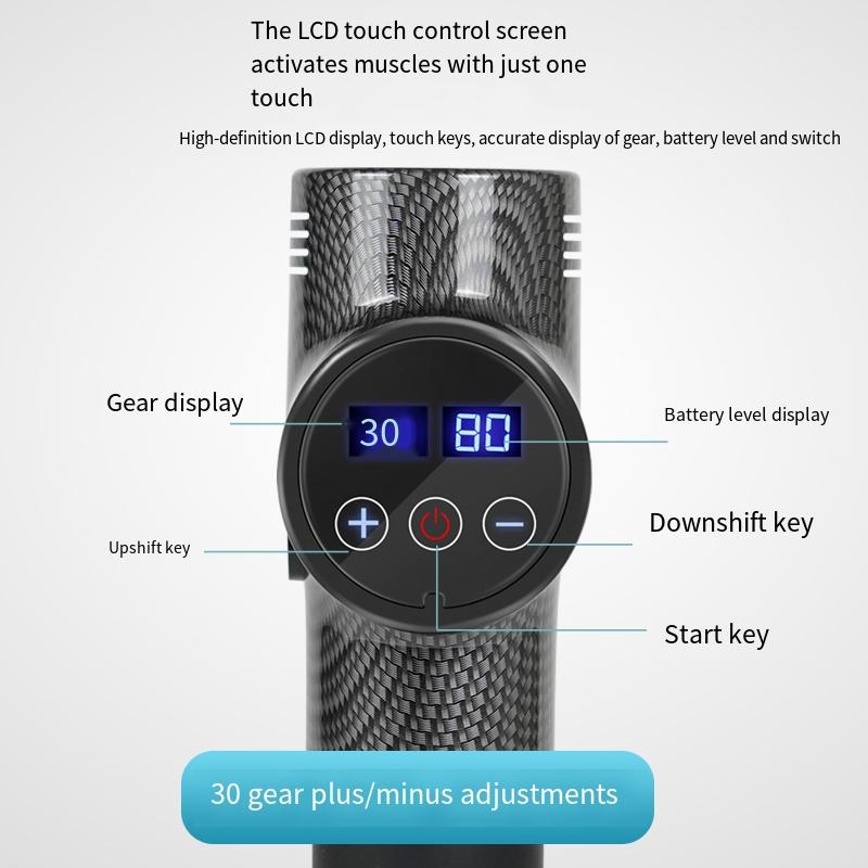 Electric Fascia Massage Gun Deep Tissue Body Muscle Relax Pain Relief Noise Reduction LCD Display for Neck Back Leg Fitness