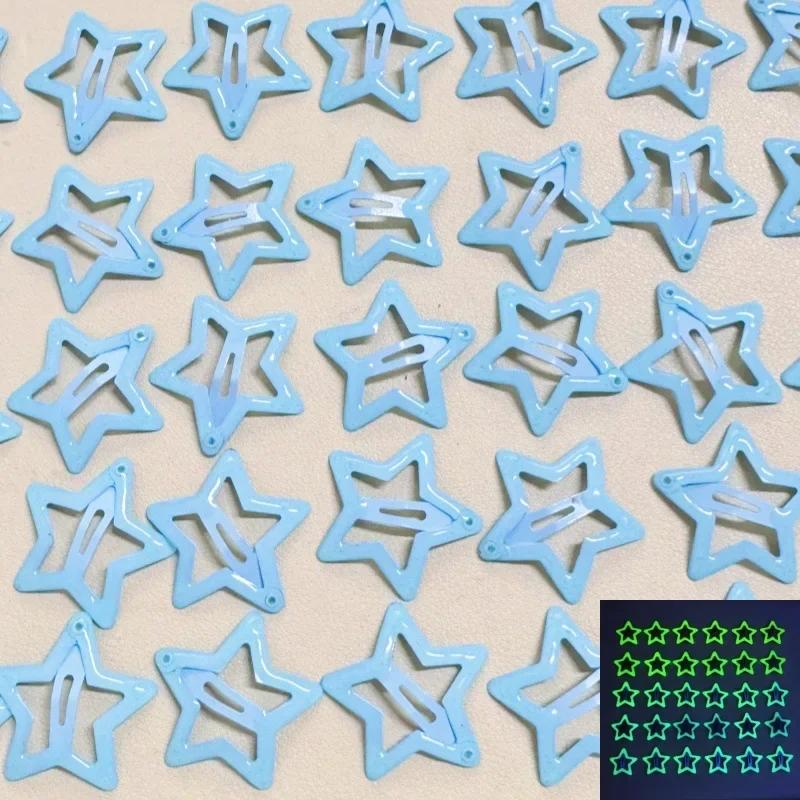 10pz Fermacapelli a Stella Colorati Luminescenti, Mollette BB a Scatto, Barrettine Luminose, Pinze per Capelli Bambina, Accessori per Acconciature Bambini