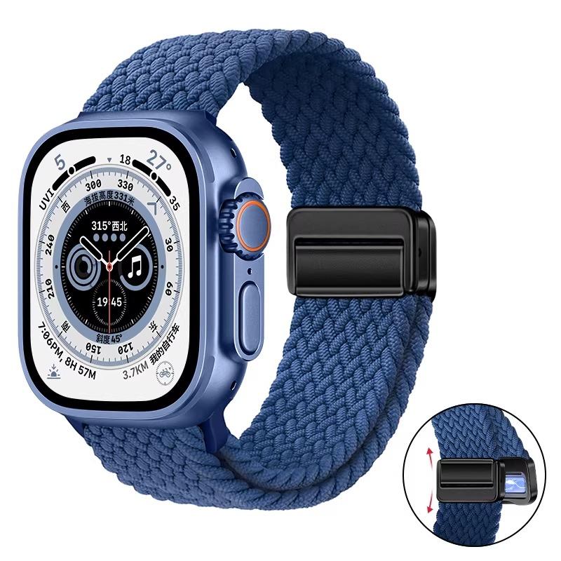 Nylon Braided Band For Apple Watch Series Ultra 3 2 1 49mm 11 10 46mm 42mm 9 8 7 45mm 41mm Magnetic Strap iWatch 6 5 SE 44/40mm Belt