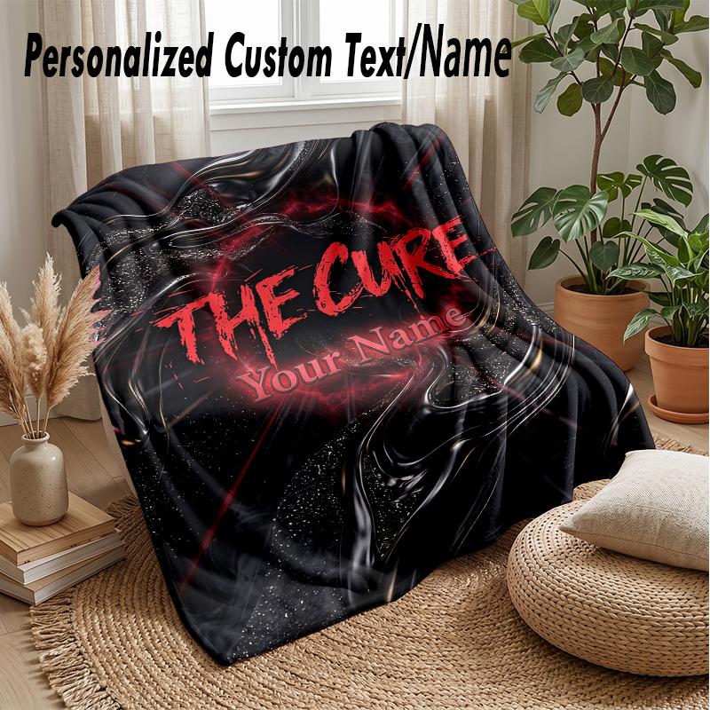 The Cure Custom Flannel Throw Blanket Print Your Name Text Soft Warm Blanket Holiday Present