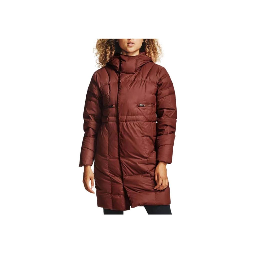 Under Armour Training Mid-Length Hooded Down Jacket Women Burgundy 1342791-688