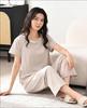 2026 Ultra-Soft Women's Summer Pajamas with Built-in Bra Pads, Short Sleeve & Long Pants, Fake Two-Piece Design