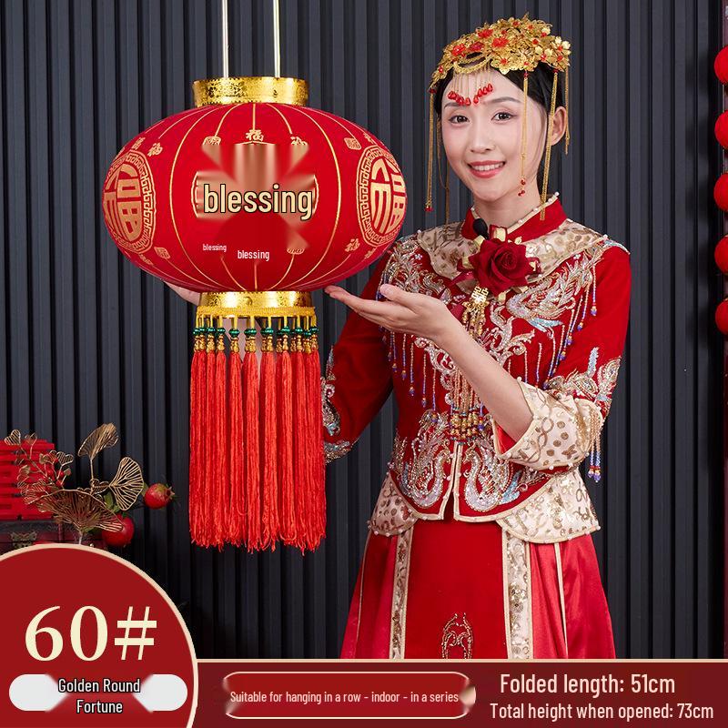 2025 Luxury Flocked Lantern with Fu Character for Spring Festival