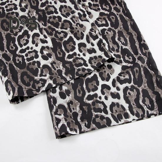 Dámské dlouhé kalhoty elastické kalhoty s vysokým pasem a širokými nohavicemi s kapsami Leopardí potisk Ležérní kalhoty ve stylu High Street