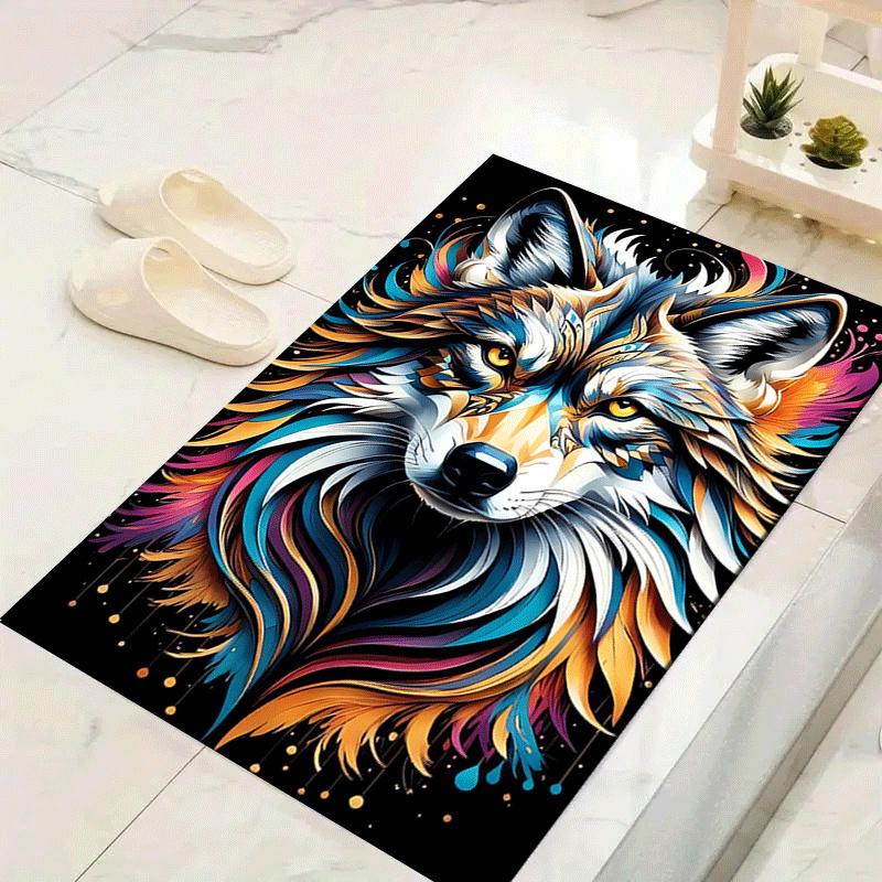 

1pc Scary wolf Print Design Area Rug - Soft, Anti-Slip, and Durable Gaming Room Decor for Bedroom 60cm by 90cm