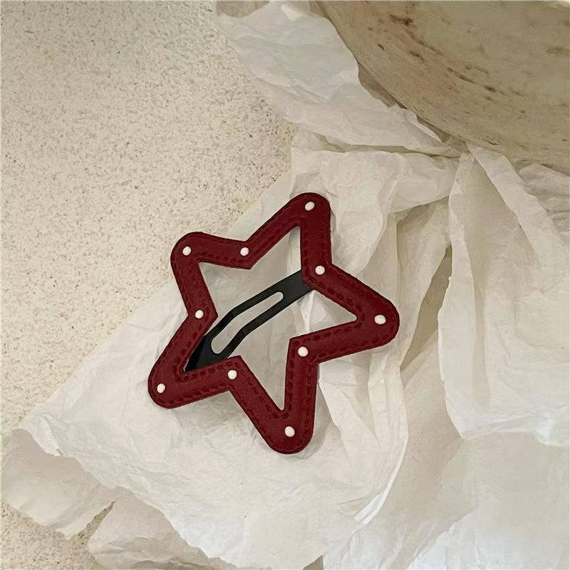 Polka Dot Leopard Print Leather Star Hair Clip - Cloud Cutout BB Clip for Side Bangs