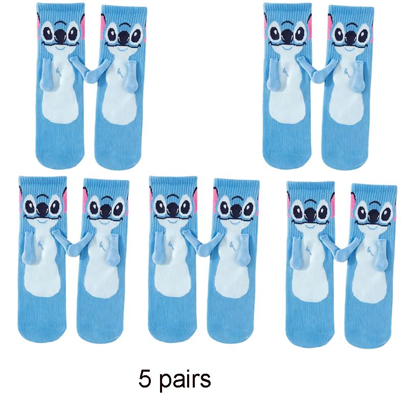 Stitch Magnet Hand In Hand Sock Cartoon Fun Fashion Soft Comfortable Creative Adults Children Christmas Stocking Toy Gift