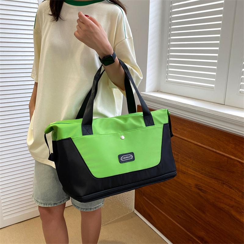 Travel Bag Large-capacity Wet and Dry Separation Expansion Duffel Bag Women's Sports Swimming Yoga Fitness Bag Contrasting Color Design