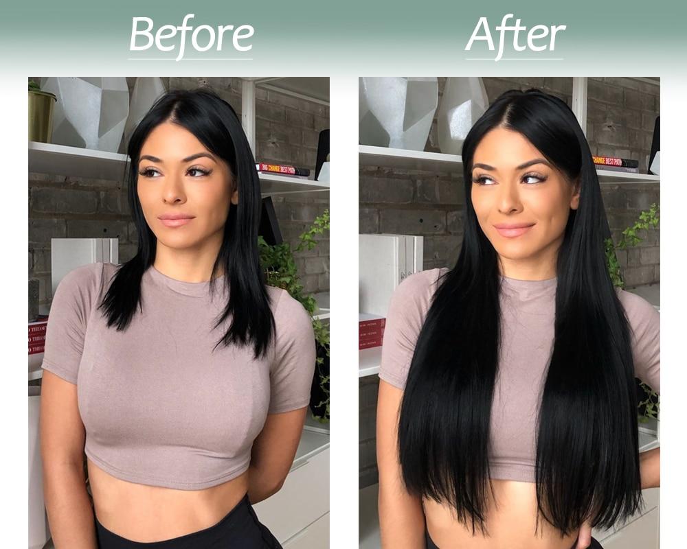 MERISIHAIR No Clips In Natural Hidden Secret False Hair Piece Synthetic Hair Extension Long Straight Fish Line Hair Pieces