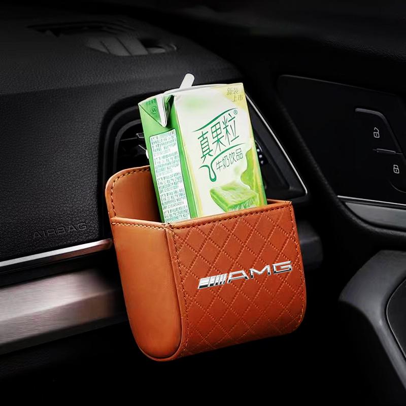 1Pcs Car Air Outlet Storage Box Phone Glasses Organizer Car Goods For Mercedes Benz AMG W212 W205 W246 W176 W213 GLC GLE GLS ML Welcome Laser Logo
