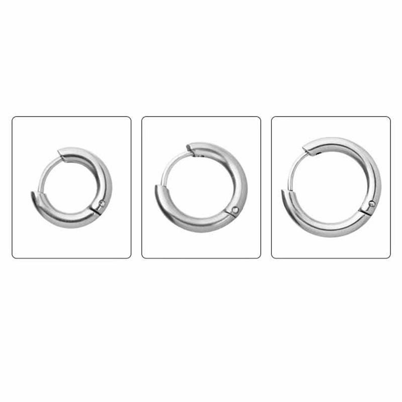 1PC Stainless Steel 10/12/16mm Antiallergic Simple Punk Circle Earrings for Women Men Jewelry Gift