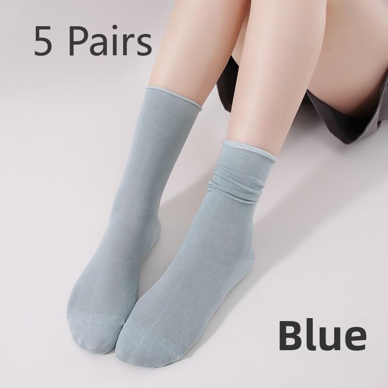 

5 пар носков женские мягкие шелковые чулки повседневные носки ворсовые носки женские носки 5 Pairs синий