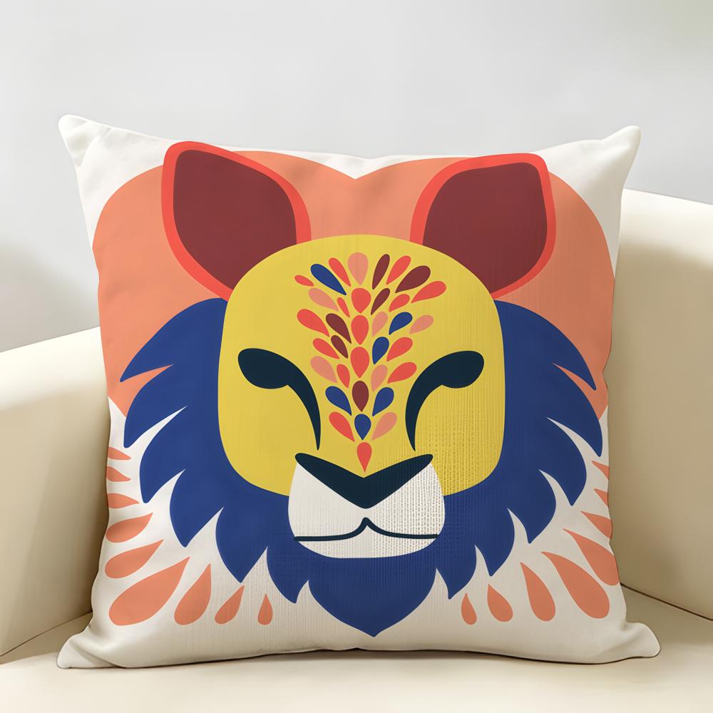 Abstract Floral Animal Fashion Cushion Cover Natural Linen Organic Fabric DoubleSided Printing Room Sofa Decor Pillow Case