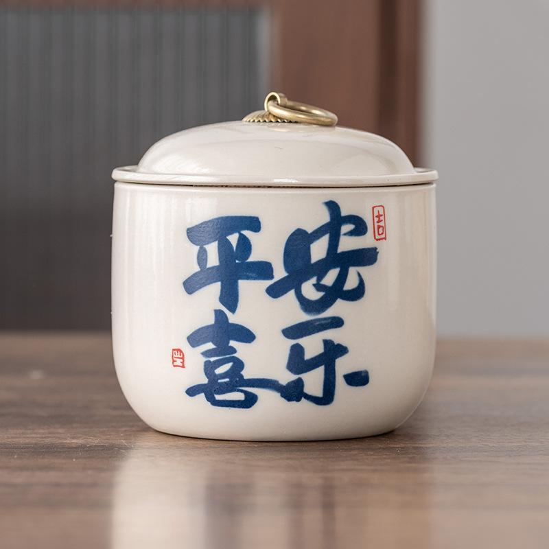 Light Luxury High-grade Tea Tank Storage Tank Ceramic Large Japanese Moisture-proof Sealed Tank Household Black Tea Green Tea Pu'er Tea Tank