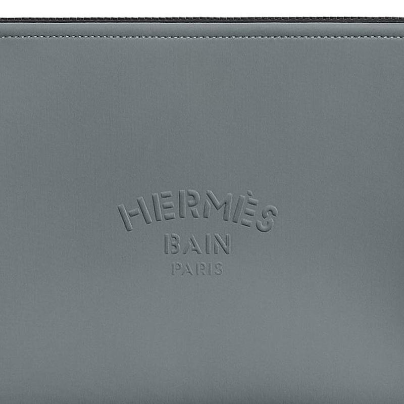 Hermes Neobain Mailon Marin 28 Embossed Logo Nylon Storage Bag Medium Unisex bags Slate-Gray H103896MV02