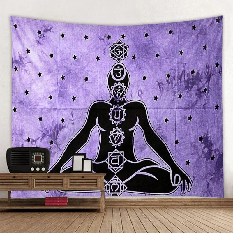 Home Decor Meditation Seven Chakra Tapestry Indian Buddha Wall Decor Mandala Tapestry Witchcraft Bohemian Hippie