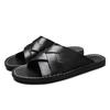Fashion Handmade Leather Slippers for Men 2025 New Beach Summer Walking Shoes Slip on Light Male Flats Men Flip-flops Outdoor Half Drag
