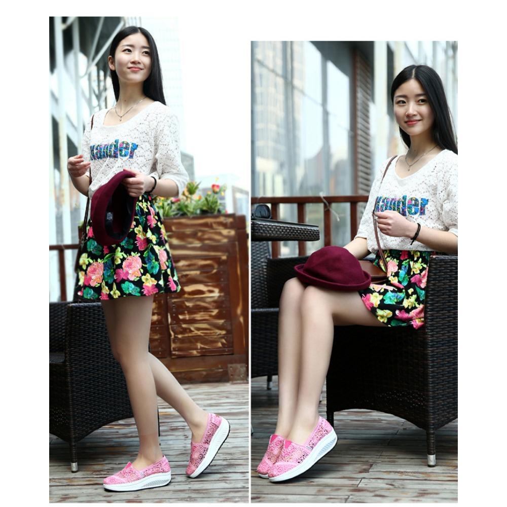 Summer canvas shoes, women's platform lese lace shoes, mesh cloth breathable, heightened small white shoes, flatform mesh shoes, women's single shoes