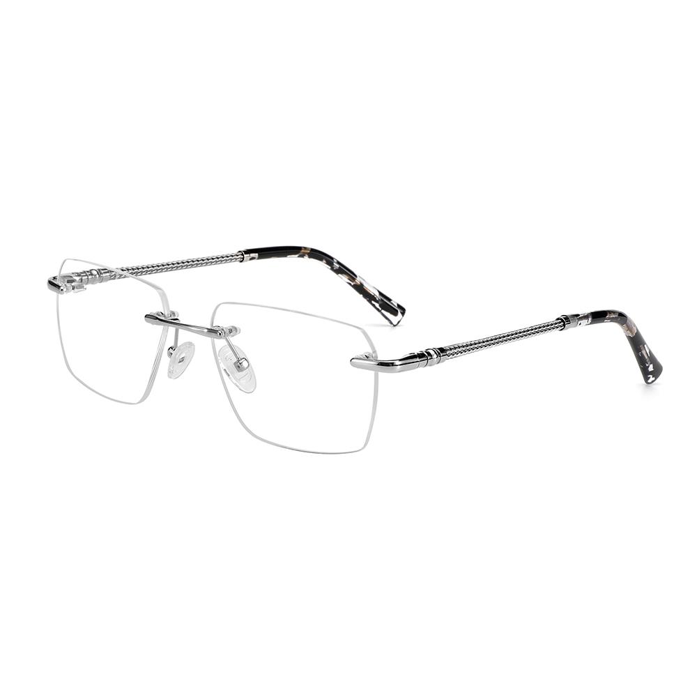 Fashion Custom Logo Gold Unisex Eyeglasses Stainless Square Rimless Glasses Frame for Men for Women