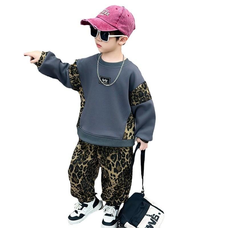 Trendy Boy's Pullover Hoodie Set For Kids Soft Cotton Fabric Stylish Fall Outfit