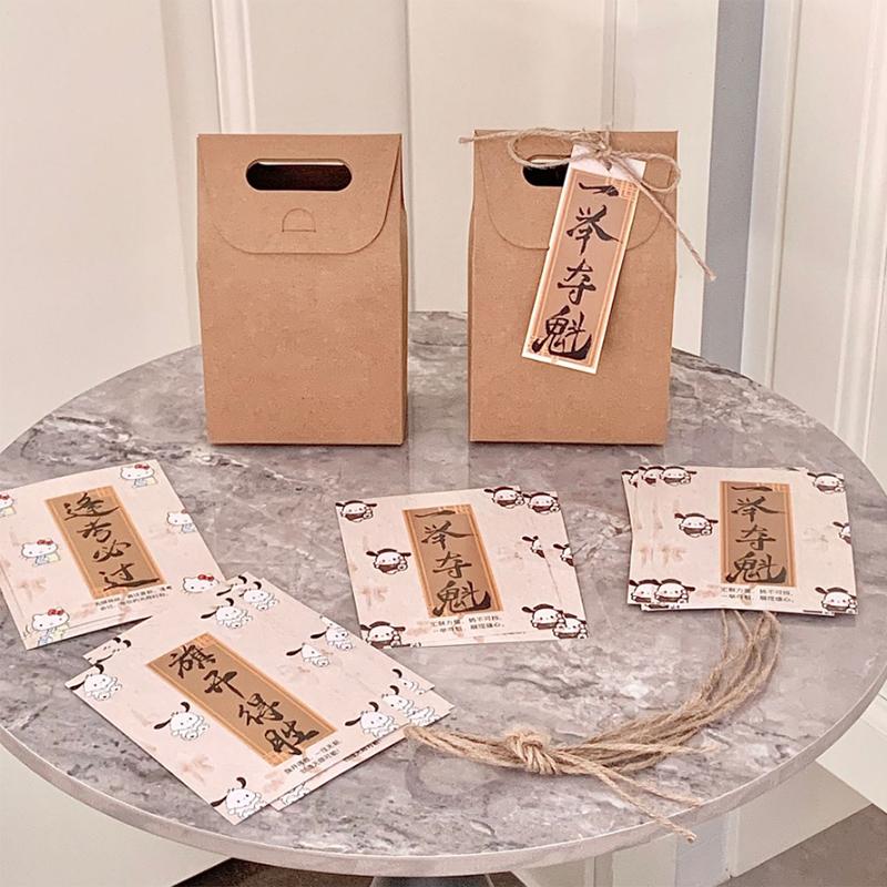 

10 Pcs Kraft Paper Gift Bag With Greeting Card And Handle For Shopping Handmade For Christmas Party