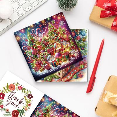 6 Pièces Carte de Peinture Diamant DIY Cardinal de Noël Carte de Peinture Strass Kit Carte de Vœux Quotidienne Diamant pour Cadeaux de Fête