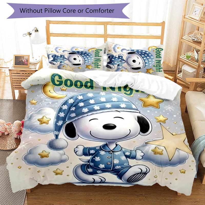 3pcs Happy Puppy pattern bedding set duvet cover set includes duvet cover &pillowcases, perfect all season bedroom decoration & gift
