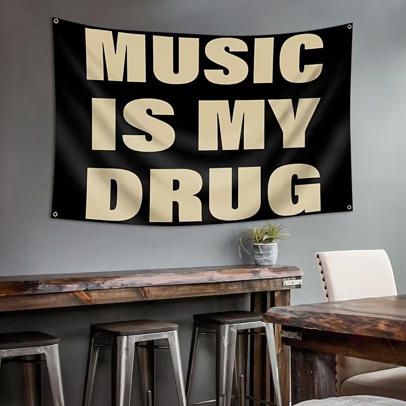 Music Is My Drug Personality Quotation Tapestry Music Lover Bedroom Music Studio Hanging Cloth Home Decoration 100X70CM