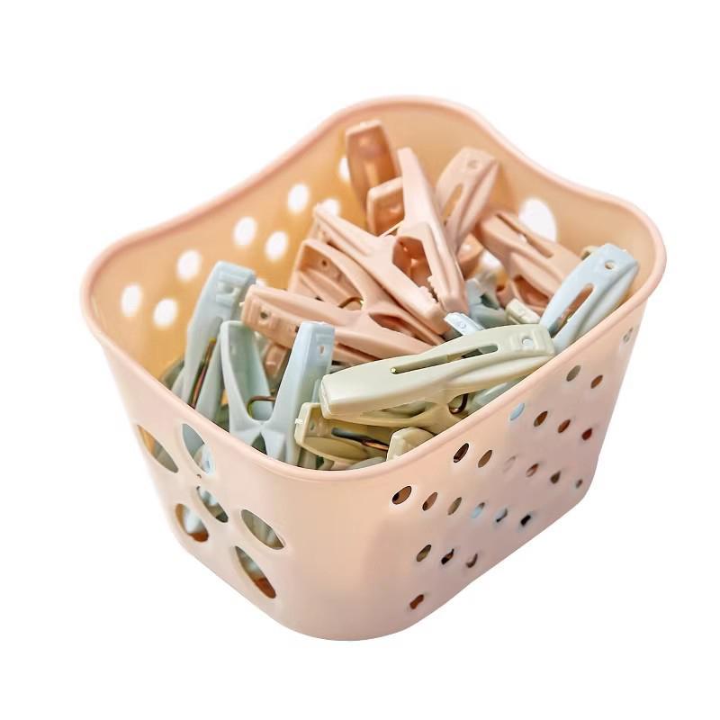 30Pcs Plastic Clothes Pegs Laundry Clothespin Clothes Pins Storage Organizer Quilt Towel Clips Spring With Basket Cabides Hanger