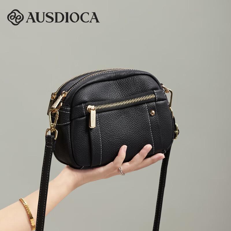 AODIJIA 2026 Genuine Leather Round Crossbody Bag for Women