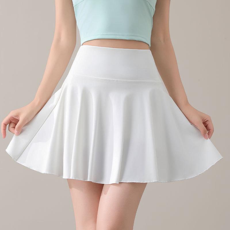 Women's Summer 2025 Tennis & Badminton Fitness Set: Yoga Short Sleeve, Running Skirt, & Chest Pad