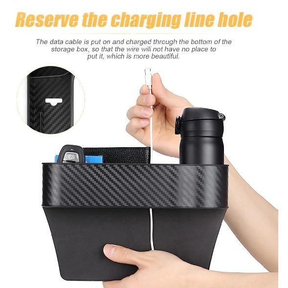 2er-Pack Autositzlückenfüller-Organizer, multifunktionale Sitzlücken-Aufbewahrungsbox mit Getränkehalter, zusätzliche Seitentaschen für die Konsole mit USB-Autoladegerät, Auto