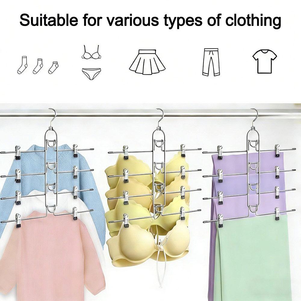 Non Slip Tips Multi Layer Hanger Metal Skirt Hanger New Trouser Hanger Wardrobe Storage