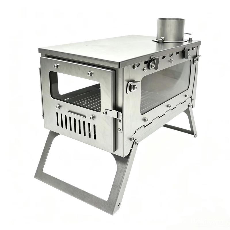 Portable Titanium Camping Wood Stove with Visible Heating for Tents