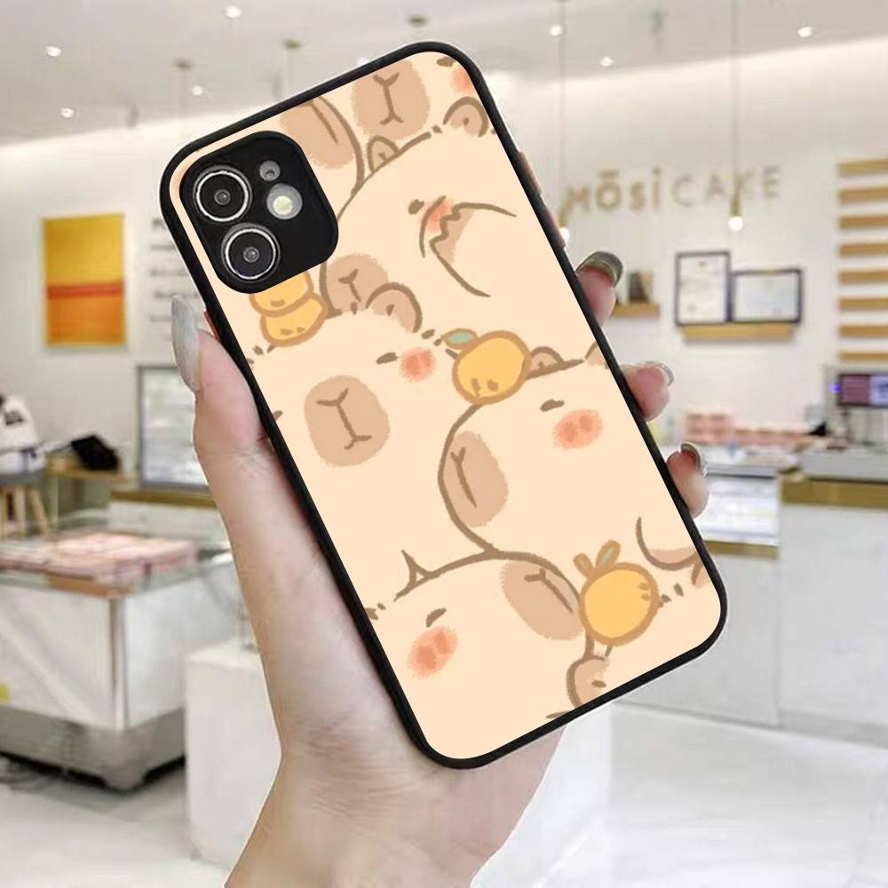 

Cartoon Capybara Phone Case For IPhone 16 15 14 X XR XS 7 8 Plus 11 12 13 Pro MAX 13mini Matte Shockproof Case iphone 16 pro