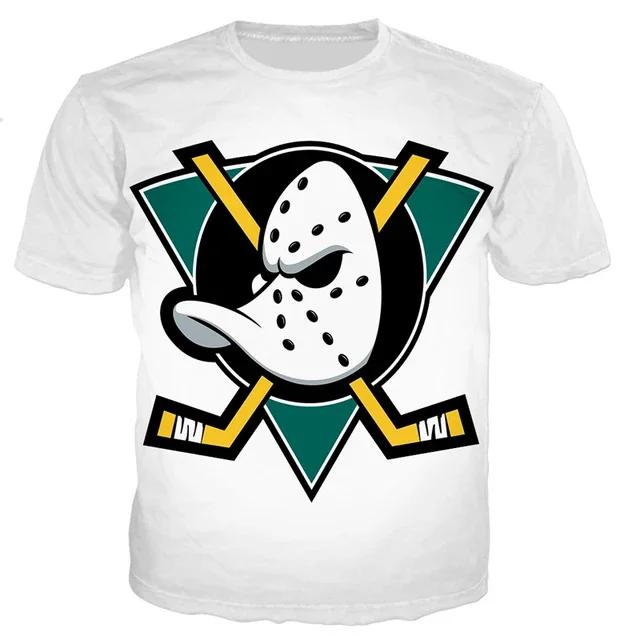 Sports Mighty Duck Helmet Print Short-sleeved T-shirt Half-sleeved Summer Casual Oversized T-shirt Men's Top Cute Shirt Hip Hop