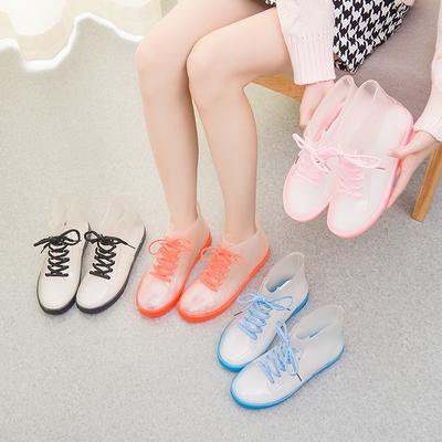 Fashion Candy Color Ankle Boots Fashion Rain Boots Women's Flat Rain Shoes Clear Rainboots Waterproof Shoes Rubber Zapatos De Mujer