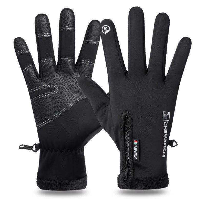Cycling gloves full finger winter windproof men and women warm waterproof velvet touch screen running mountaineering outdoor skiing