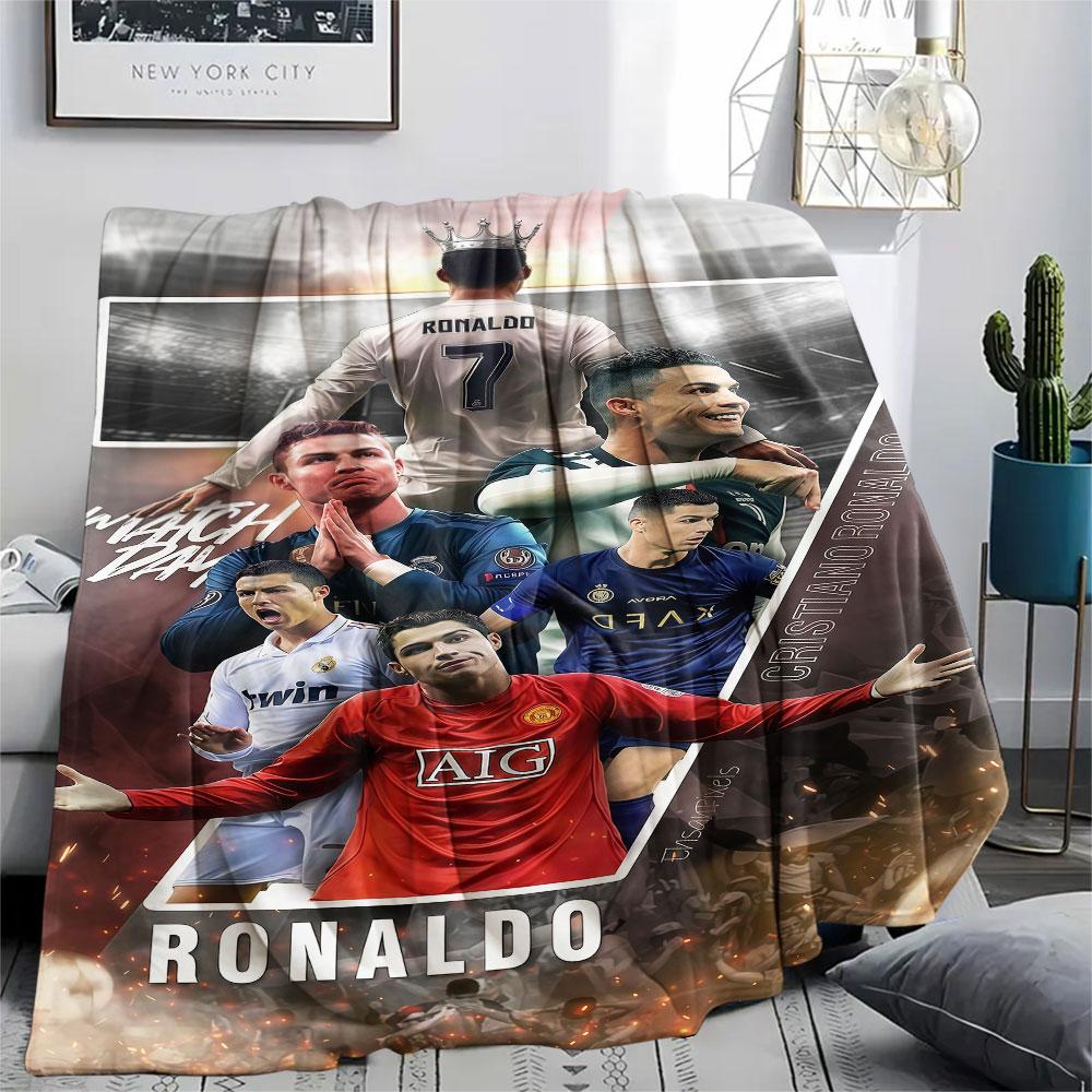 1PC CR7 Cristiano Ronaldo Patterned Flannel Blanket Suitable For All Seasons for Home Decor Warmth and Comfort Gifts Holiday Present