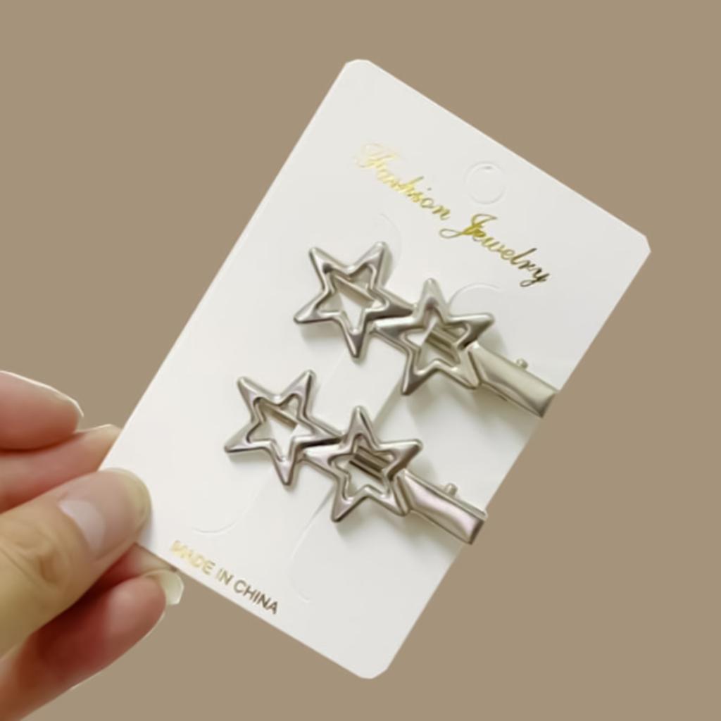 2PCS Y2K Pentagram Design Hair Clips Non-slip Versatile Side Hair Clips Headwear for Girls and Women Long Short Hair