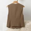 Chic Korean Style Ladies' Short Suit Vest, Autumn and Spring Basic Tank Top, Sleeveless Waistcoat Outer Garment