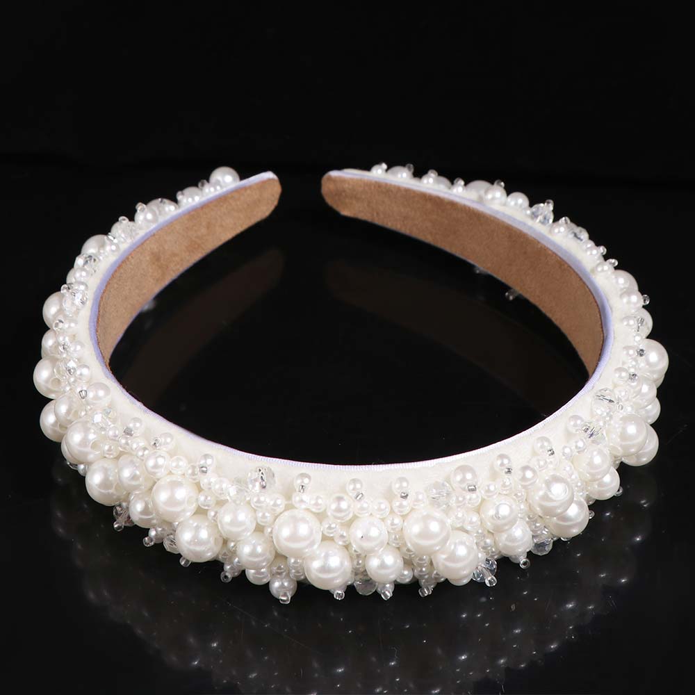 Breiter seitlicher Braut-Haarreif Barock Damen-Haarbänder Elegante Perlen-Haarbänder Hochzeit