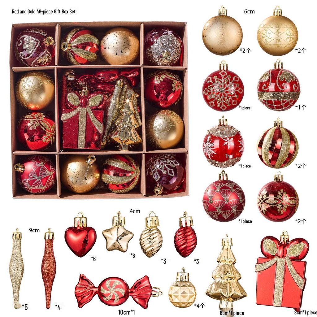 New Style Irregular Red & Green Electroplated Christmas Ball Ornaments Gift Set for Tree Decoration