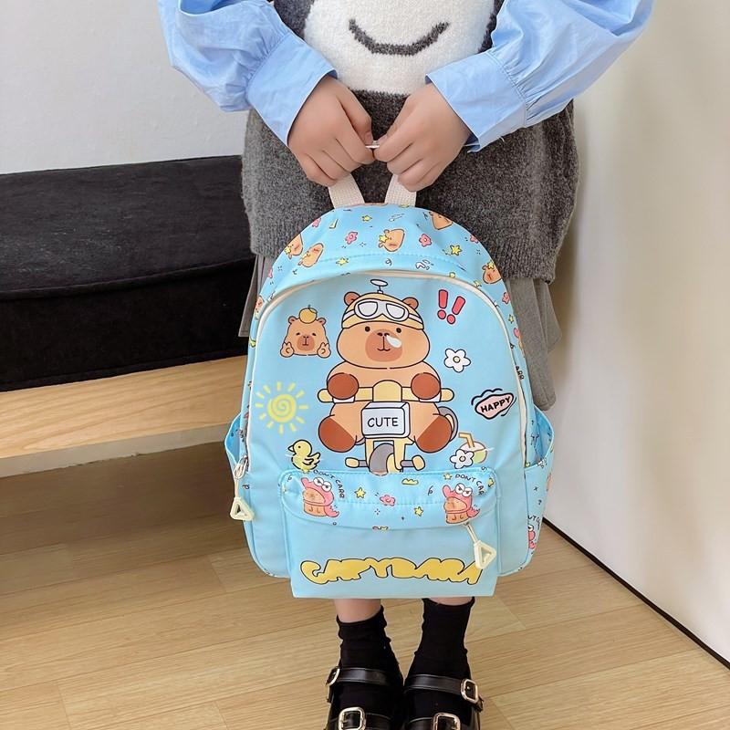 Kids Kindergarten Capybara Backpack Large Capacity Unisex Boys Girls Bag School