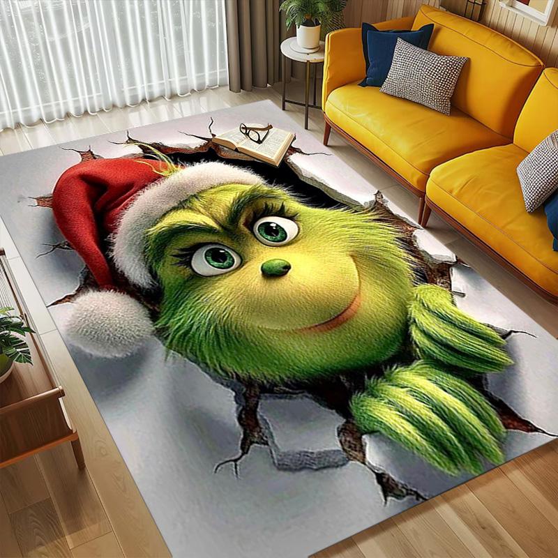 Weihnachten Grinch Wohnzimmer Rutschfester Bereichsteppich Weicher Teppich für Schlafzimmer Spielzimmer Sofa Büro Heimdekoration Fußmatte Weihnachtsgeschenk C9211503