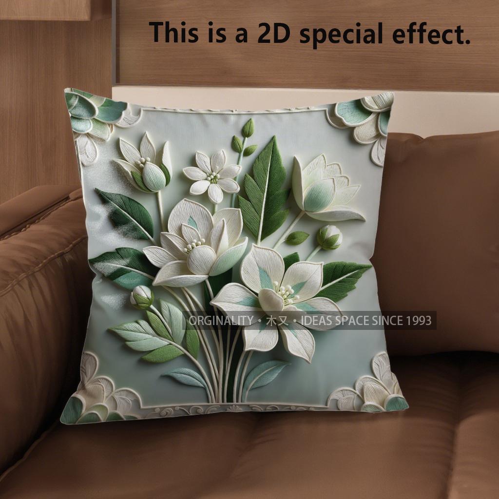 2D Blumengesticktes Muster Dekorative Kissenbezüge Muster Kissenbezug Geeignet für Sofa Schlafzimmer Auto Kissenbezug